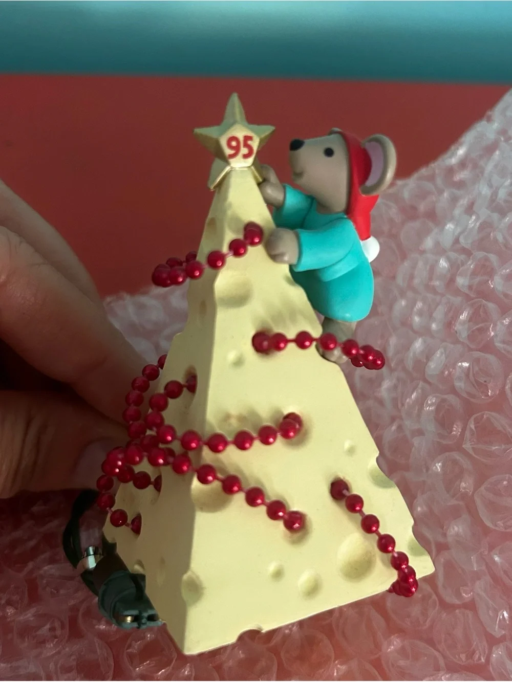 GENUINE Hallmark Keepsake Lighted Christmas Ornament 1995 Chris Mouse Tree #11